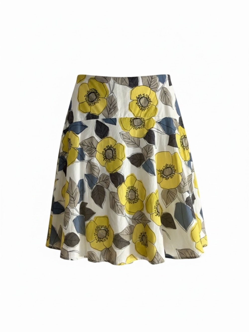 Boden Skater Style Skirt with Yellow Floral Print